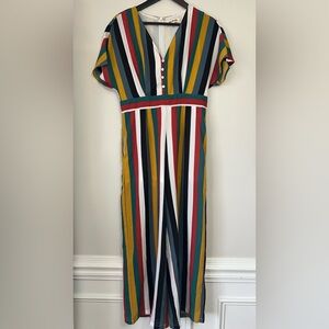 Listicle Multicolor Striped Jumpsuit Striped V Neck Size Large Jumper One Piece